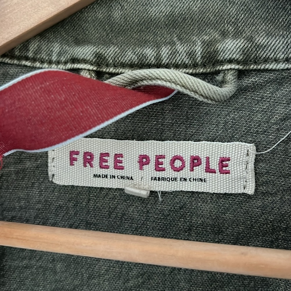 FREE PEOPLE Size XS Harley Washed Olive Green Military Jacket Olive - Picture 2 of 5